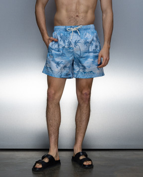 Palm Angels Голубые шорты в принт Sunset PMFD002S24FAB003