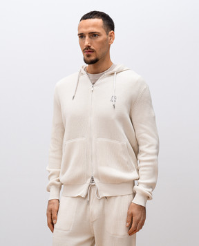 Brunello Cucinelli Бежева спортивна куртка в рубчик з вишивкою емблеми M29200416G