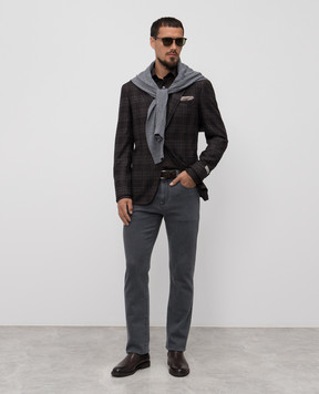 Canali Сірий блейзер з вовни в клітинку CF0126023275