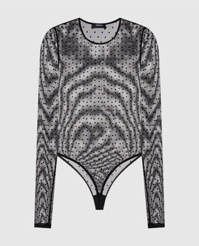 WARDROBE.NYC Черное боди из сетки в горох W1106F24PD