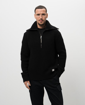 Dolce&Gabbana Черный свитер из шерсти с пластиной логотипа GXW42TJCVWK