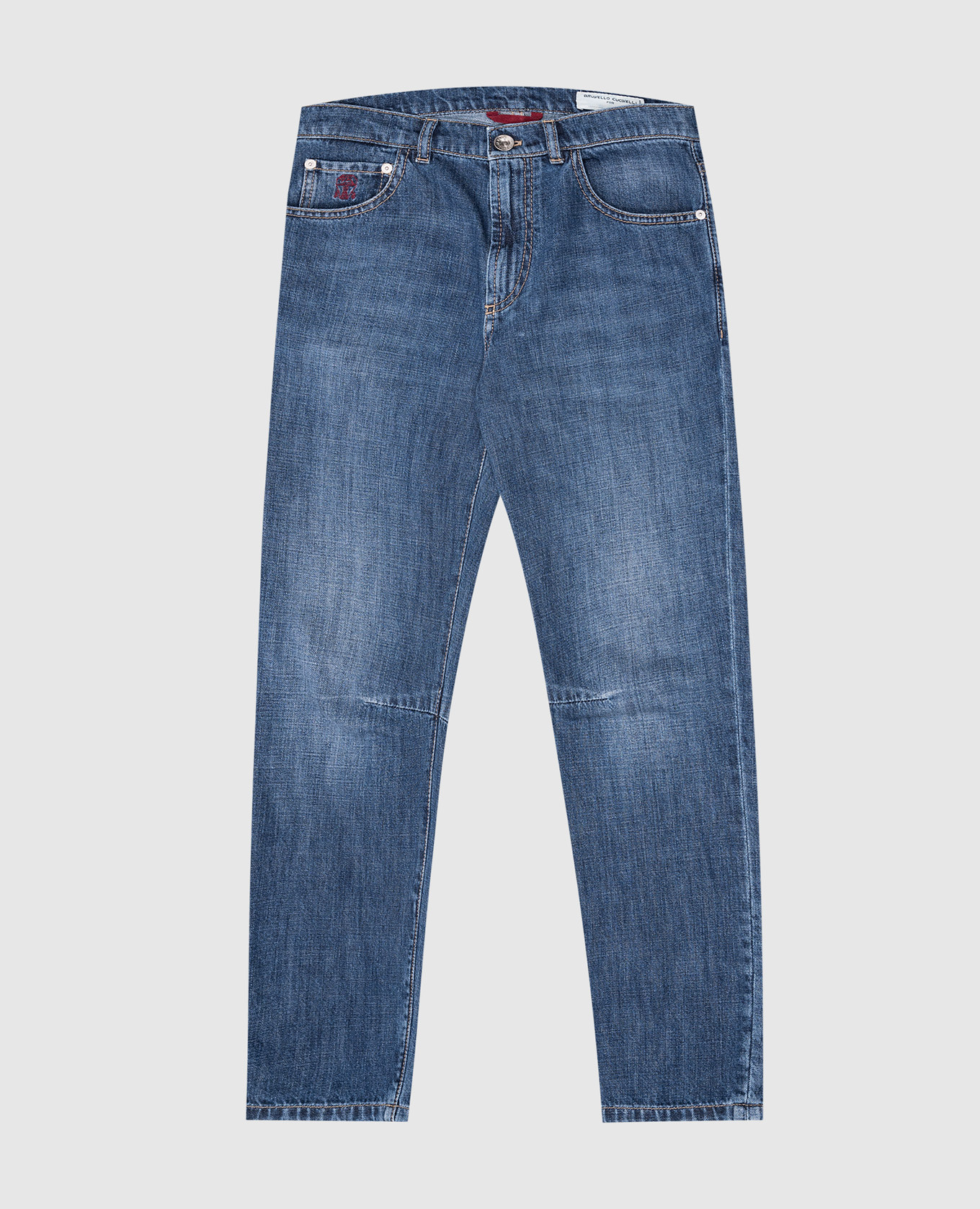 Baby blue jeans with logo patch
