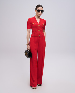 Balmain Червоний кардиган з коротким рукавом у візерунок EF0KL225KI42