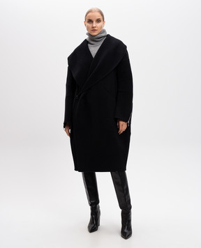 Helmut Lang Черное пальто Apex Cocoon из шерсти O06HM499
