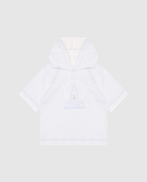 Brunello Cucinelli Дитяча блакитна футболка з капюшоном BE854E184C