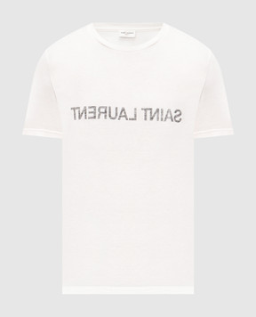 Saint Laurent Біла футболка з принтом логотипа 663278Y37AW