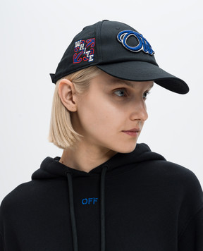 Off-White Чорна кепка з нашивкою логотипа Off OWLB045F24FAB008