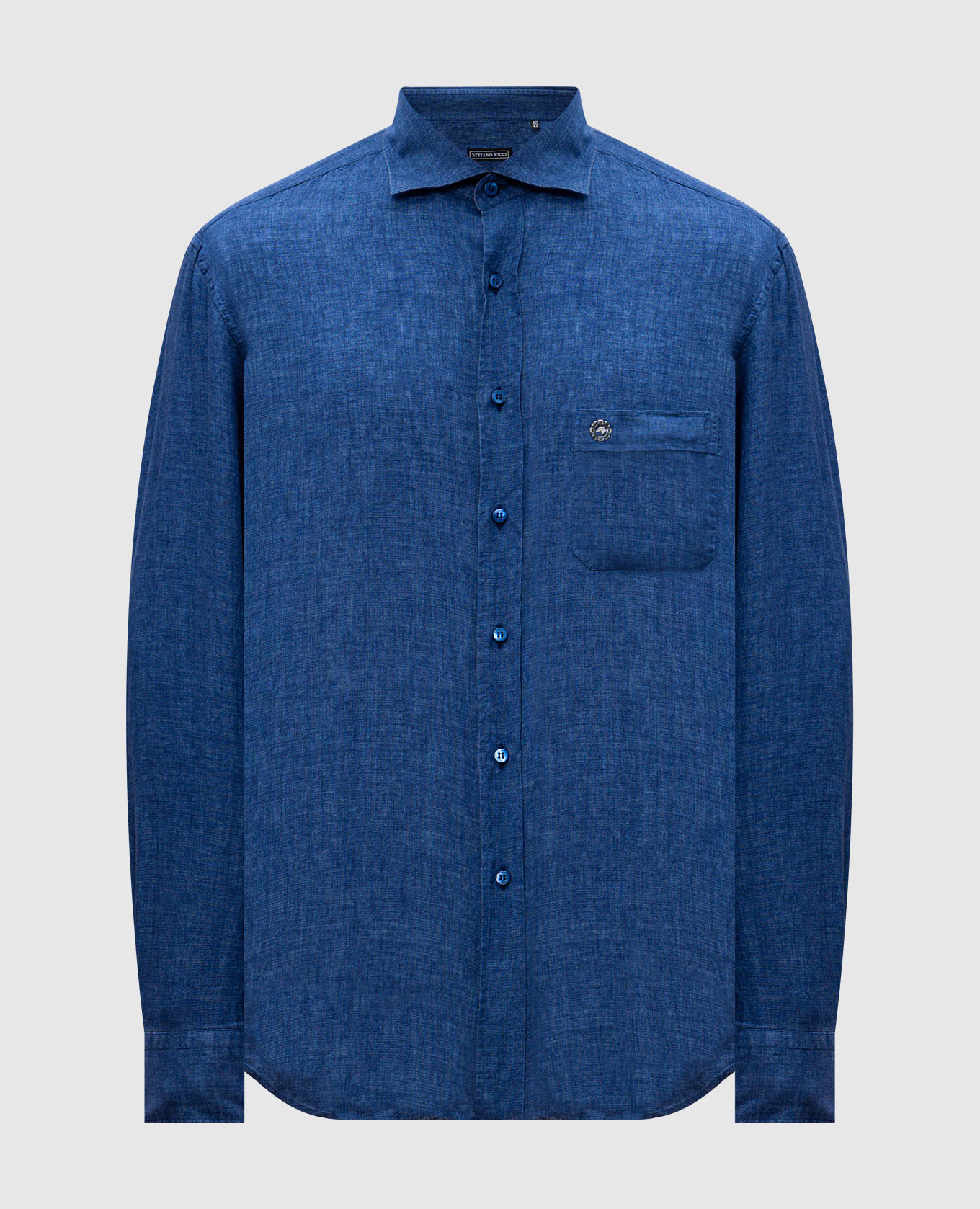 

Голубая рубашка из льна с логотипом логотип логотип, Синий, Рубашки