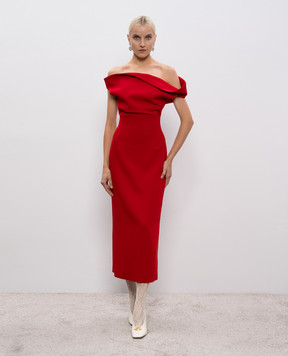 Magda Butrym Червона сукня міді з вовни з відртими плечима DRESS14258925