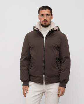 Brunello Cucinelli Коричневая пуховая куртка с овчиной MV4061606