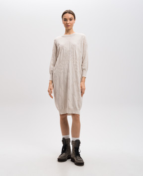 Brunello Cucinelli Бежевое платье из кашемира M12173A90