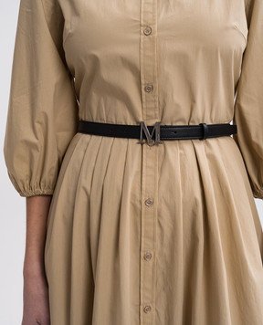 Max Mara Чорний шкіряний пояс CLASSIC з логотипом MCLASSIC20