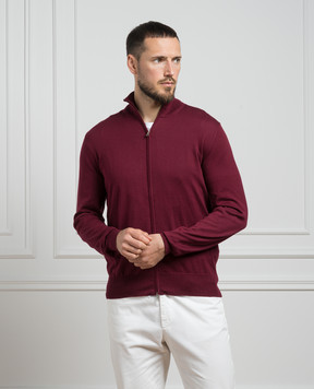 Cashmere&Whiskey Бордовый кардиган с шелком и кашемиром FS08