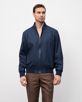 ISAIA Синяя куртка из шерсти, шелка и льна. SW722694082