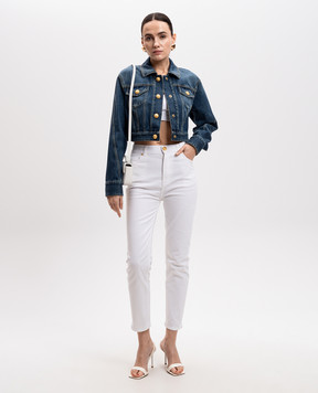 Balmain Синяя джинсовая куртка с брендовой фурнитурой EF1TC180DF65