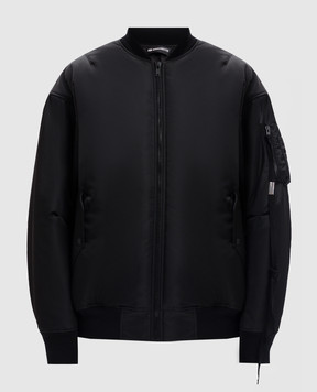 Ann Demeulemeester Черный бомбер Raphael с принтом CO02MJA4537FA551