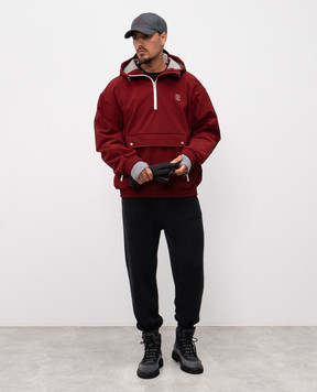 Brunello Cucinelli Бордовый анорак с вышивкой логотипа логотип MM134KG13