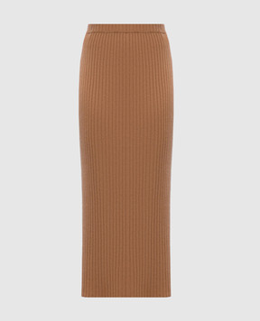 Allude Коричнева спідниця міді з кашеміру в рубчик 24511146