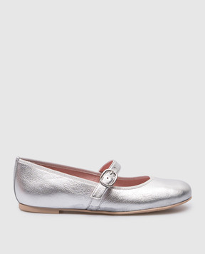 Pretty Ballerinas Дитячі шкіряні сріблясті балетки Hannah 49106