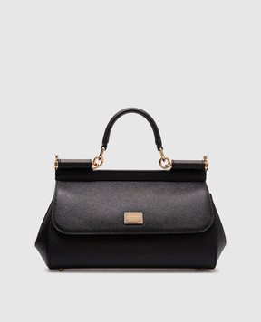 Dolce&Gabbana Чорна шкіряна сумка Sicily з логотипом BB7652B1001