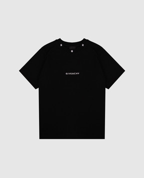 Givenchy Детская черная футболка с вышивкой логотипа H307334