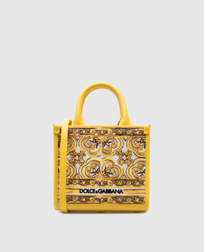 Dolce&Gabbana Желтая сумка с вышивкой Майолика и логотипом BB7479AW050
