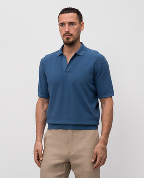 Loro Piana Синє поло Walkery з шовком FAM0531