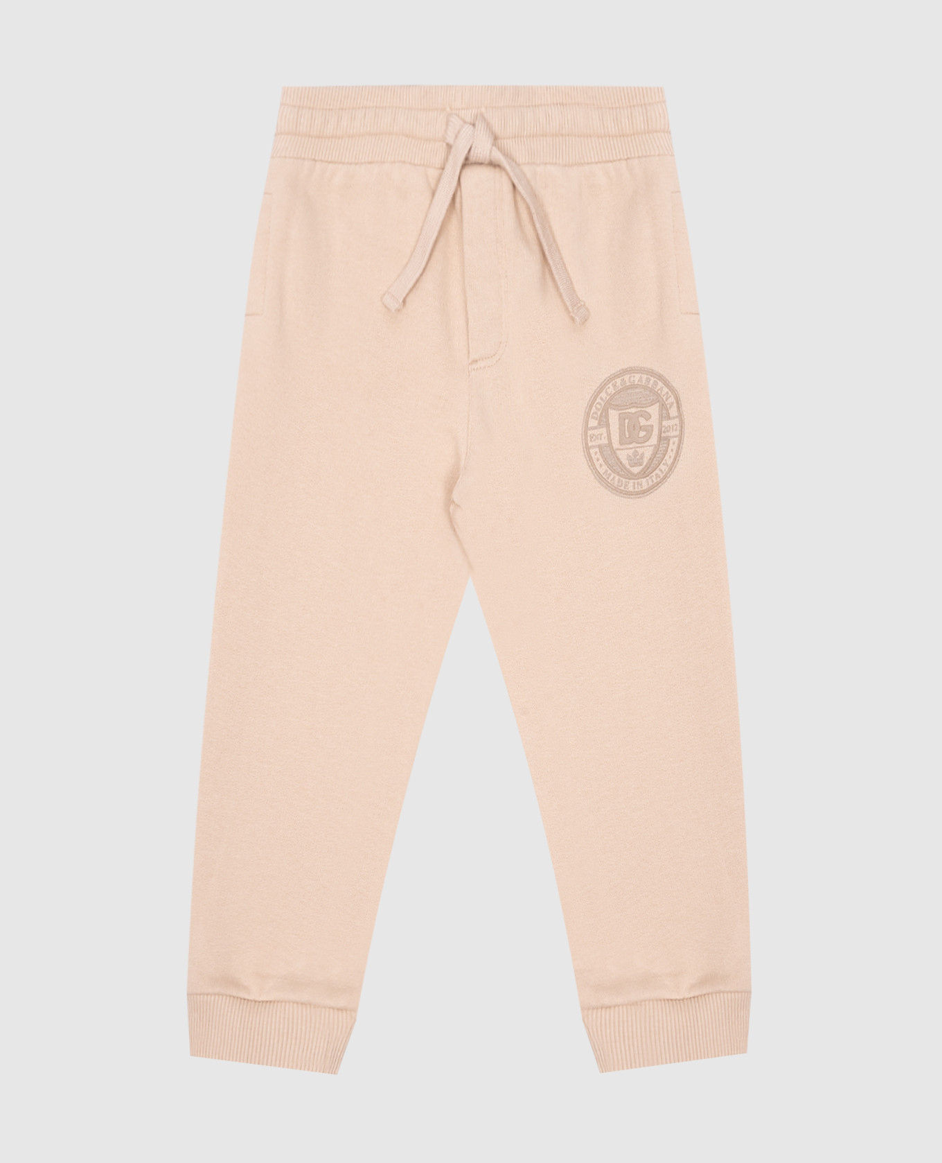 

Детские бежевые джогеры с принтом логотипа, Бежевый, Брюки джоггеры
