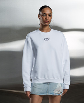 Off-White Белый свитшот с вышивкой OWBA055S24FLE002