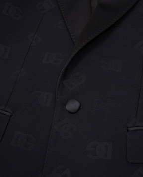 Dolce&Gabbana Дитячий чорний піджак з вовною у візерунок логотипа L41J70FJBAK