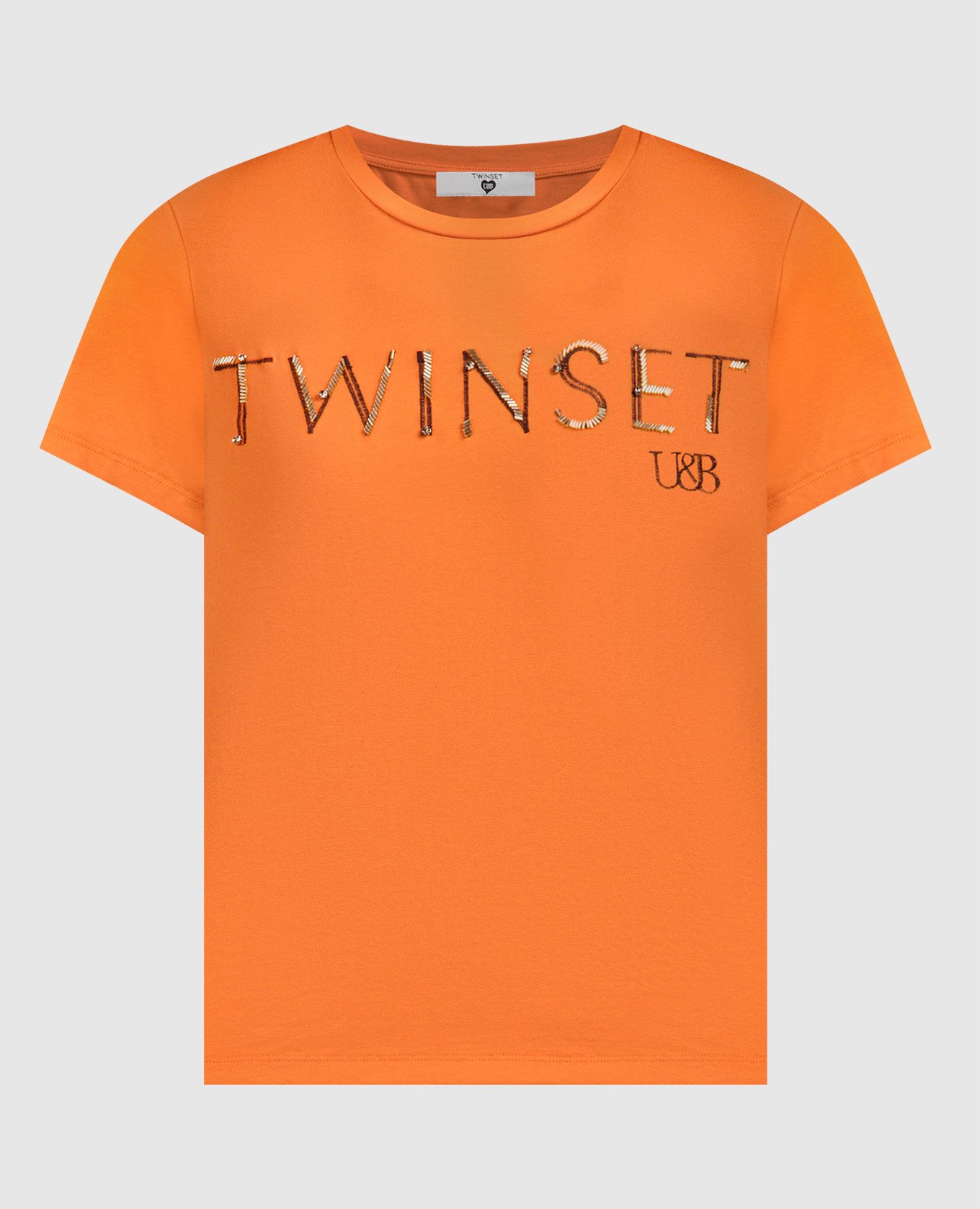 Orange t-shirt with logo embroidery