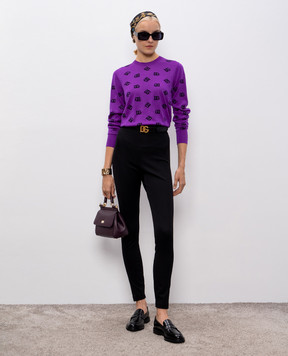 Dolce&Gabbana Фіолетовий джемпер з вовни та шовку з монограмою логотипа DG FXJ34TJGMB2