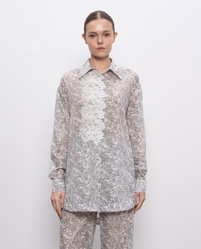 Ermanno Scervino Белая удлиненная блуза в цветочный принт с кружевом. D464K704YZV