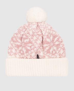 Moncler Grenoble ENFANT Детская розовая шапка с шерстью с помпоном J29573B00002M4505