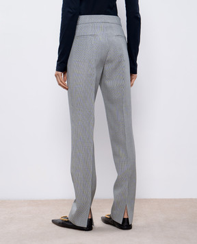 Jil Sander Сірі штани з вовни в клітинку з розрізами J02KA0265J40177