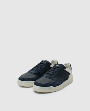 Brunello Cucinelli Синие кожаные кроссовки Basket с логотипом MZUGSGZ324