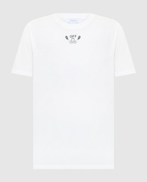 Off-White Белая футболка с вышивкой OWAA089S24JER002