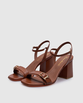 Santoni Коричневые кожаные босоножки WHVT70836HA2TYLC