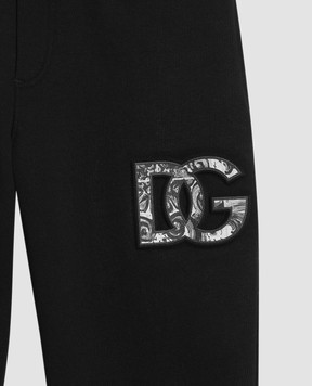 Dolce&Gabbana Детские черные джогеры с фактурной монограммой логотипа L4JPIGG7PEM812+