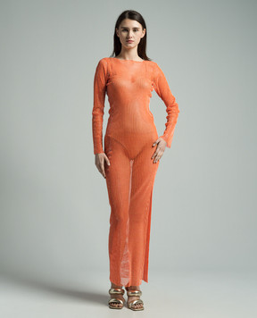 Santa Brands Оранжевое платье макси с кристаллами MAXIDRESS