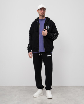 Off-White Чорні джогери з принтом логотипа Arrow в стилі Spray OMCH057S25FLE001