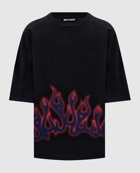 Palm Angels Чорна футболка Flames PMAA10BF25JER003