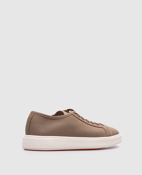 Santoni Коричневі шкіряні кросівки з перфорацією MBCD21443BARCDIK