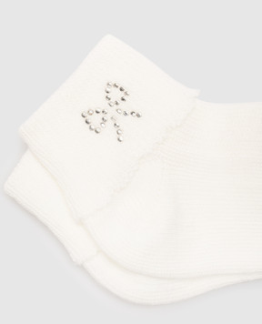 RiminiVeste Дитячі білі шкарпетки Coccoli з кристалами у вигляді бантика LOLLO3FS