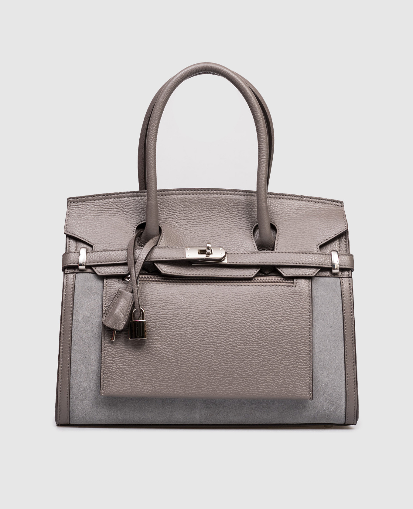 

Серая комбинированная сумка-трапеция, Серый, Сумки через плечо