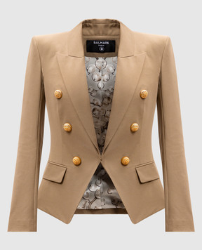 Balmain Бежевий жакет з брендовими заклепками DF0SM340CF47