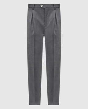 Brunello Cucinelli Сірі штани з вовни з патчем логотипа MH2443030F