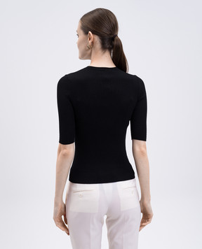 Twinset Чорний топ в рубчик з логотипом 252TP3242