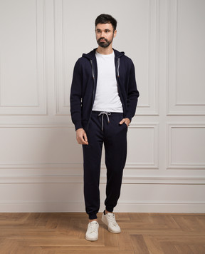 Brunello Cucinelli Синяя спортивная кофта с шерстью, кашемиром и шелком MW8489054G
