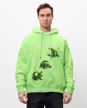 Off-White Зеленые худи с логотипом из кристаллов OMBB085S25FLE006
